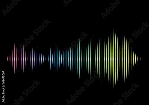 Sound wave vector isolated on black background. Abstract sound waves for voice design, music background, wallpaper, radio logo and icon. Sound wave, vector illustration