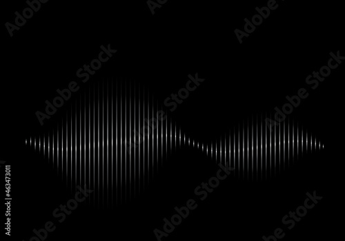 Sound wave vector isolated on black background. Abstract sound waves for voice design, music background, wallpaper, radio logo and icon. Sound wave, vector illustration
