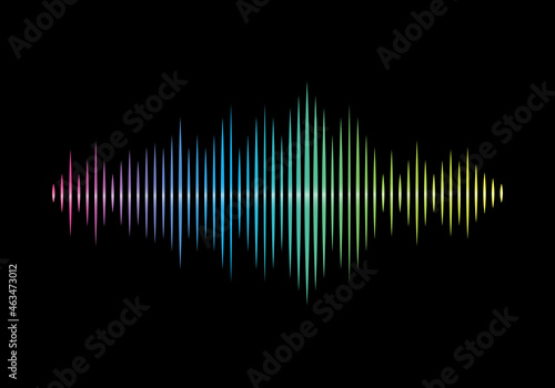 Sound wave vector isolated on black background. Abstract sound waves for voice design, music background, wallpaper, radio logo and icon. Sound wave, vector illustration