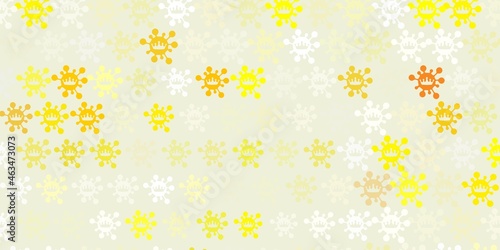Light Red, Yellow vector backdrop with virus symbols.