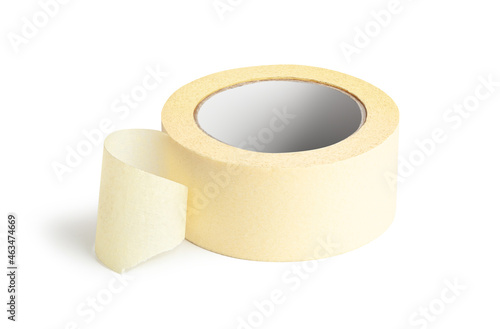 Roll of paper masking tape isolated on white