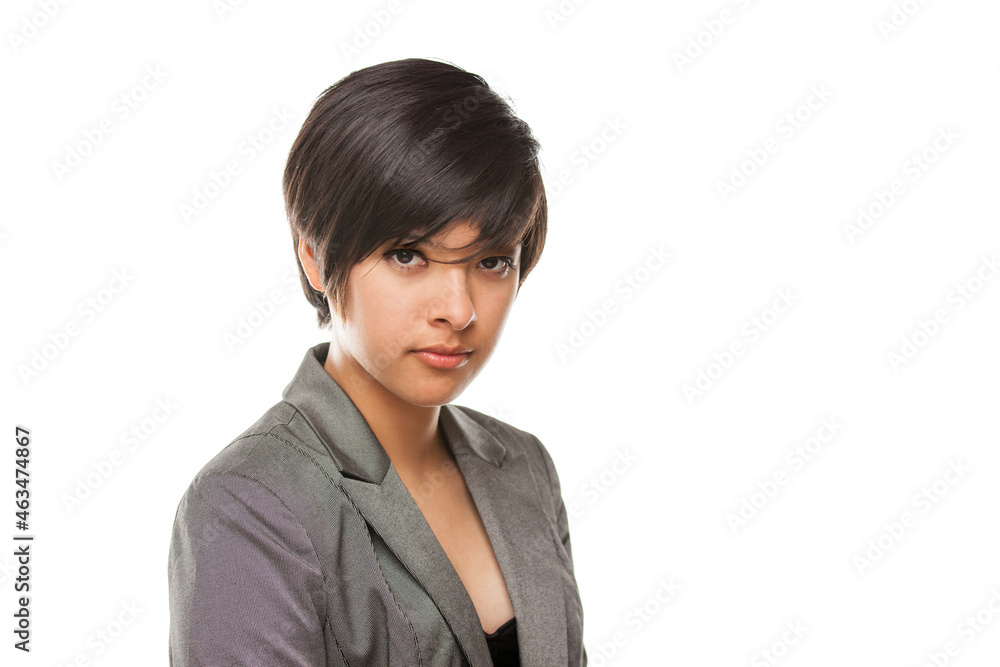 Pretty Mixed Race Girl Isolated Against White Background. Pretty Mixed Race Girl Isolated Against White Background.