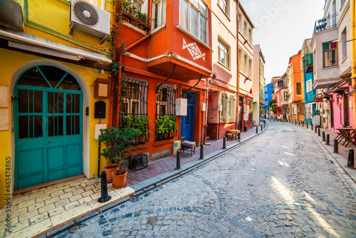 BALAT. Colorful houses in old city Balat. Fatih, Istanbul, Turkey.