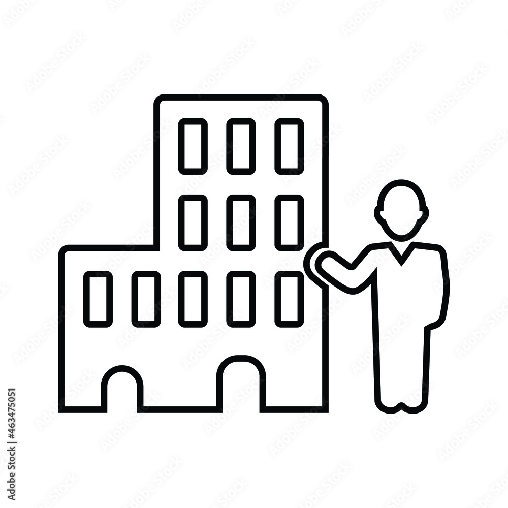 Building, manager, office line icon. Outline vector. Building, manager, office line icon. Outline vector.