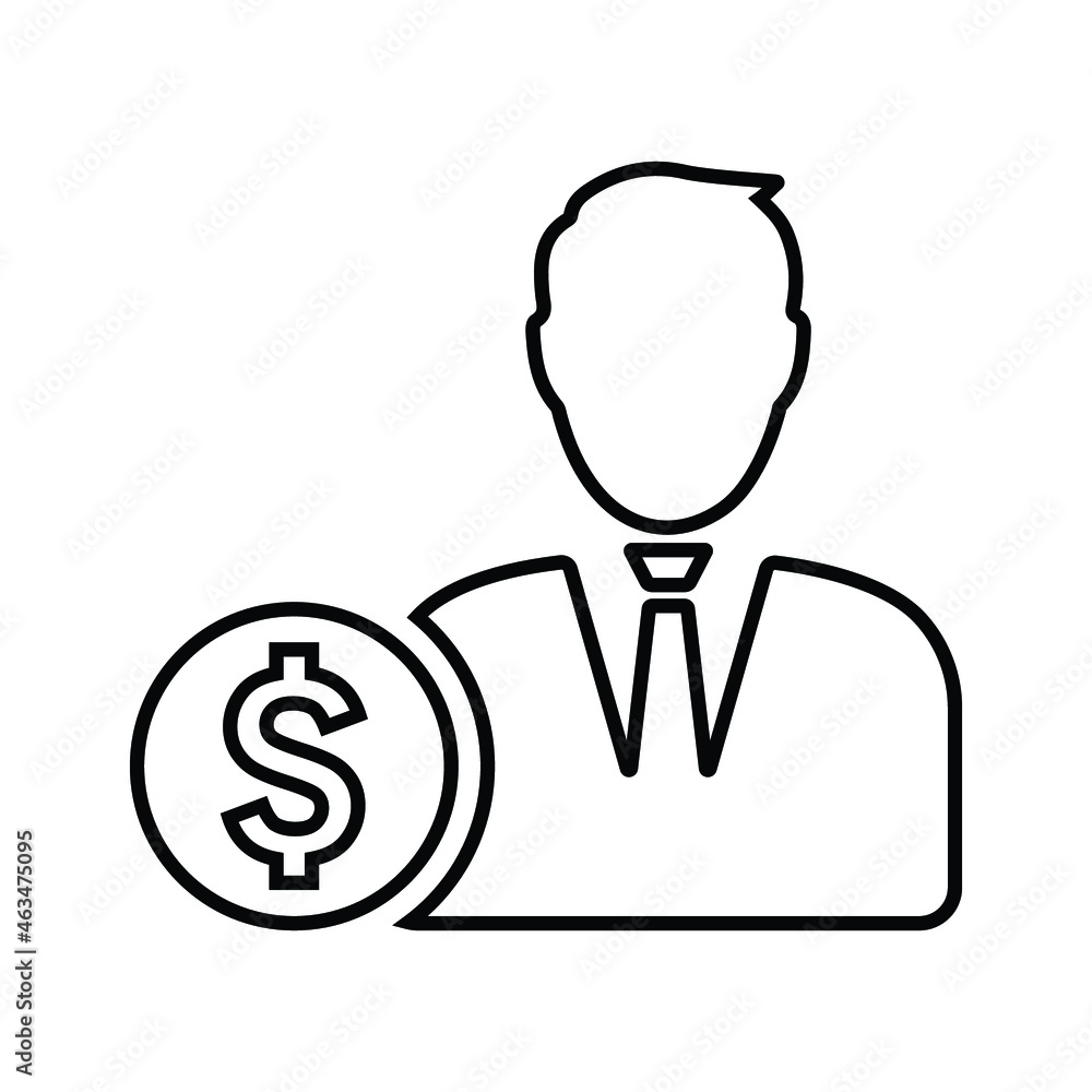 Businessman, dollar line icon. Outline vector. Businessman, dollar line icon. Outline vector.