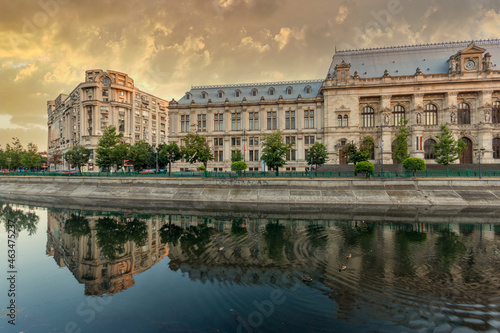 Palace of Justice and Dambovita River in Bucharest, Romania