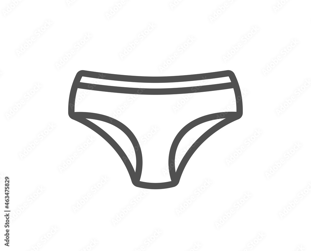 Vetor de Panties line icon. Underwear pants sign. Women undies lingerie  symbol. Quality design element. Line style panties icon. Editable stroke.  Vector do Stock