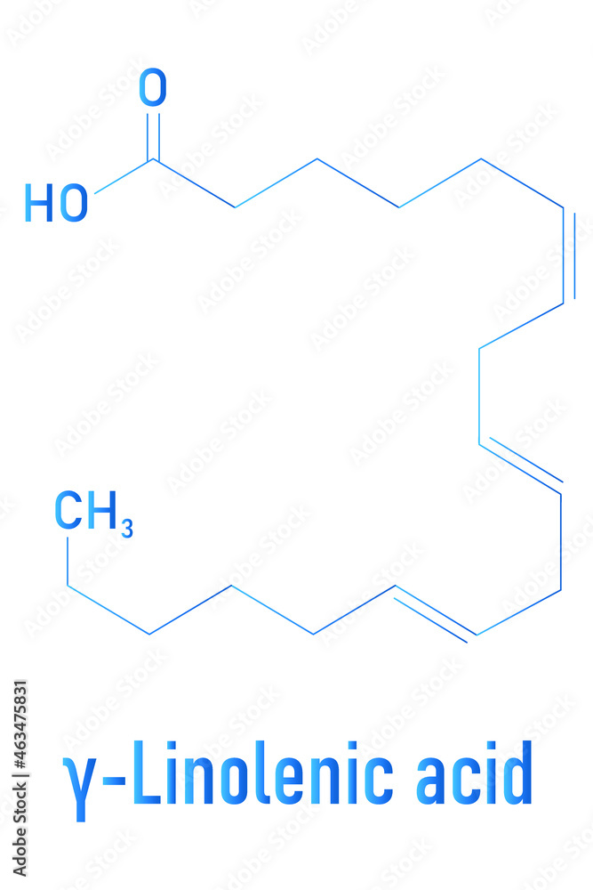 Gammalinolenic acid (γlinolenic acid, GLA, gamolenic acid) molecule