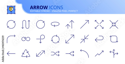Simple set of outline icons about arrow. Interface elements.