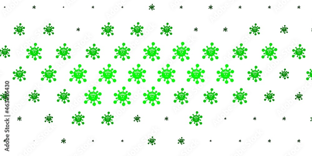 Light Green, Yellow vector background with covid-19 symbols. Light Green, Yellow vector background with covid-19 symbols.