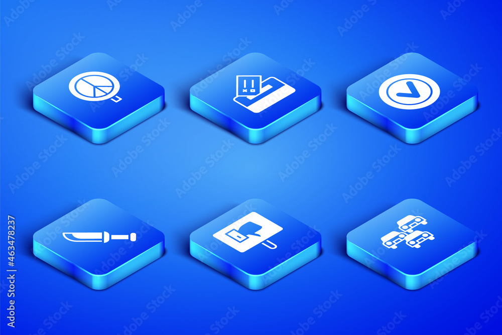 Set Traffic jam, Peace, Protest, Military knife, Vote box and Check mark in round icon. Vector Set Traffic jam, Peace, Protest, Military knife, Vote box and Check mark in round icon. Vector