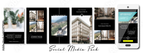 Social media banner. Vector cover. Layout for promotion. Design backgrounds web pack. Mockup for personal gold blog, luxury shop. Set of stories, sale post frame templates. style story bundle smm. a4