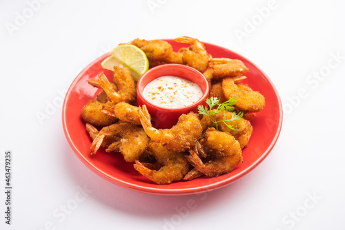 Jheenga fry or prawn or shrimp pakoda or fritter