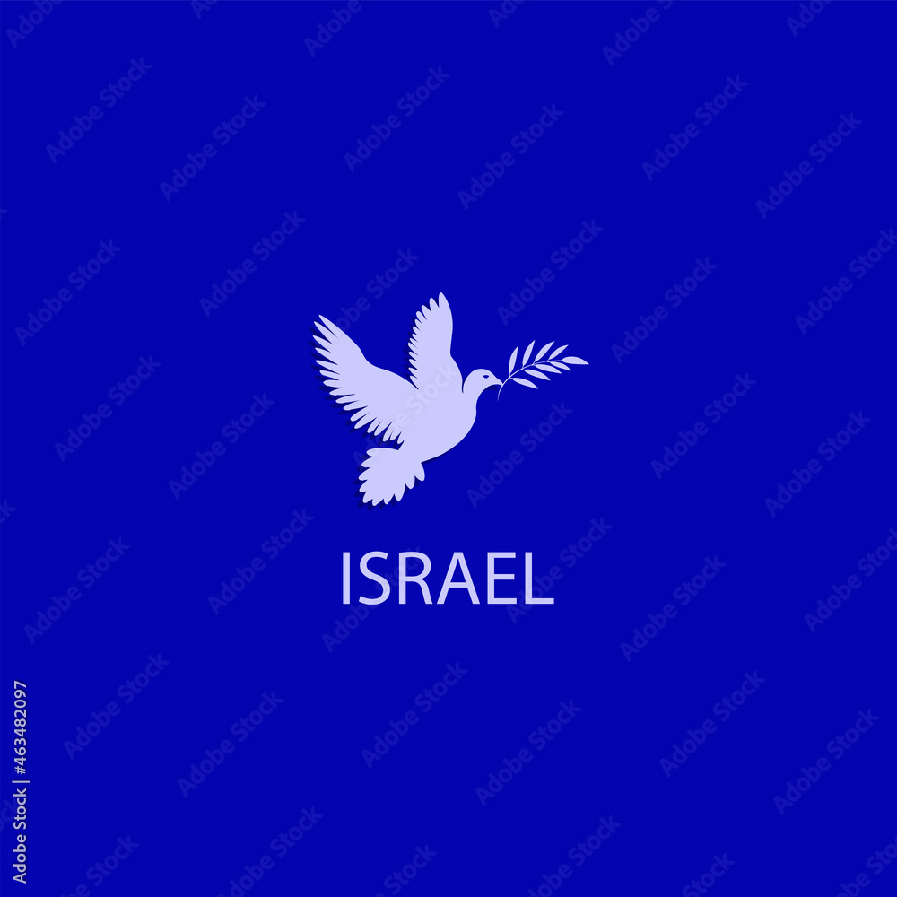 Dove with a branch of laurel - blue background - vector. Israel. Hanukkah, Sukkot, Rosh Hashanah, Yom Kippur, Rosh Chodesh, Purim, Israel, Judaism, Dove with a branch of laurel - blue background - vector. Israel. Hanukkah, Sukkot, Rosh Hashanah, Yom Kippur, Rosh Chodesh, Purim, Israel, Judaism,