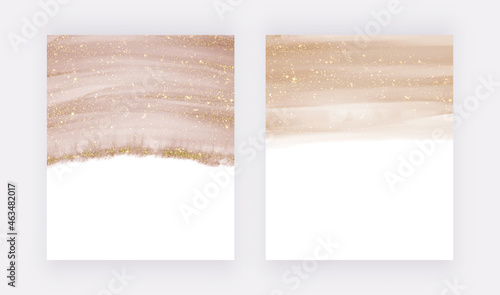 Rose gold and brown with glitter luxury backgrounds for invitations, cards, banners
