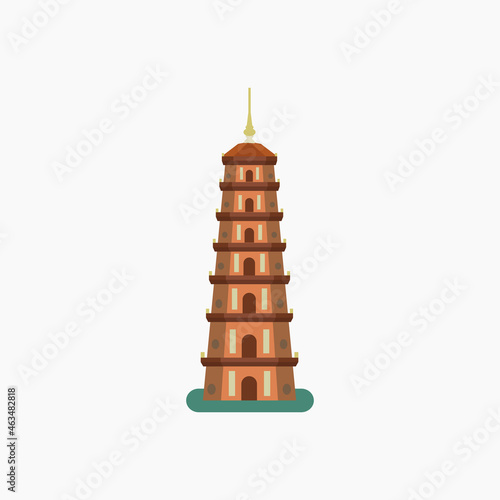 Tran Quoc pagoda. Flat illustration.