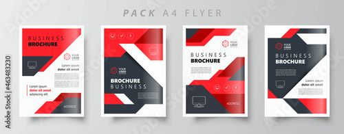 Set Flyer cover template brochure design red color