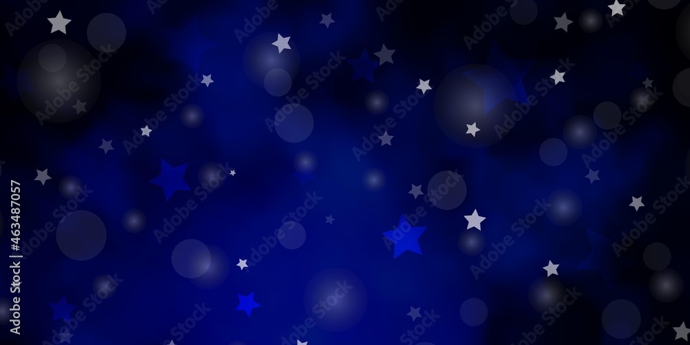Dark BLUE vector layout with circles, stars. Dark BLUE vector layout with circles, stars.