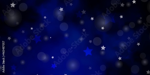 Dark BLUE vector layout with circles, stars.