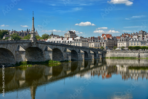 Bridge Jacques-Gabriel over the Loire river at Blois, a commune and the capital city of Loir-et-Cher department in Centre-Val de Loire, France, photo