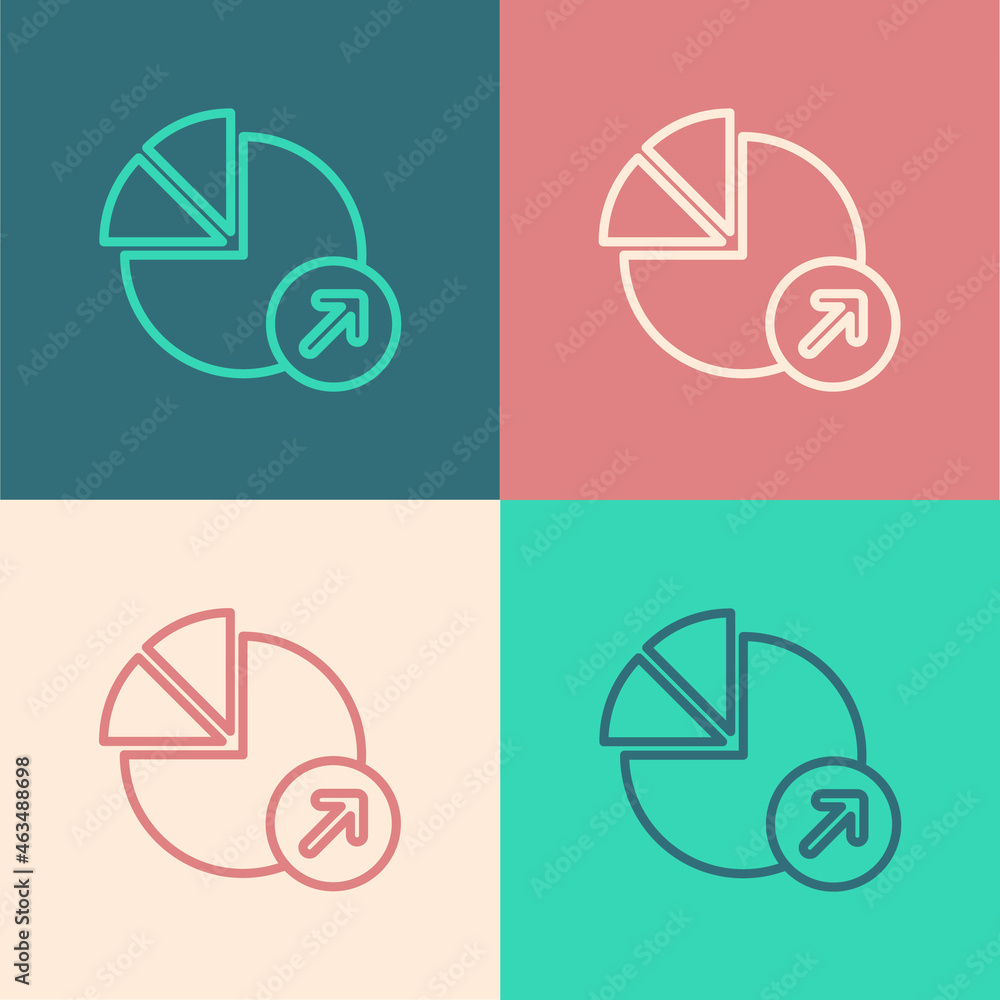 Pop art line Financial growth icon isolated on color background. Increasing revenue. Vector Pop art line Financial growth icon isolated on color background. Increasing revenue. Vector