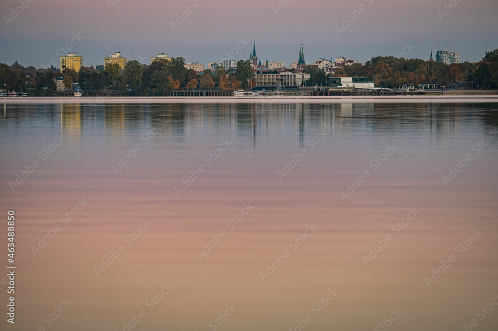 sunset on the lake, autumn, ukiel, olsztyn, poland