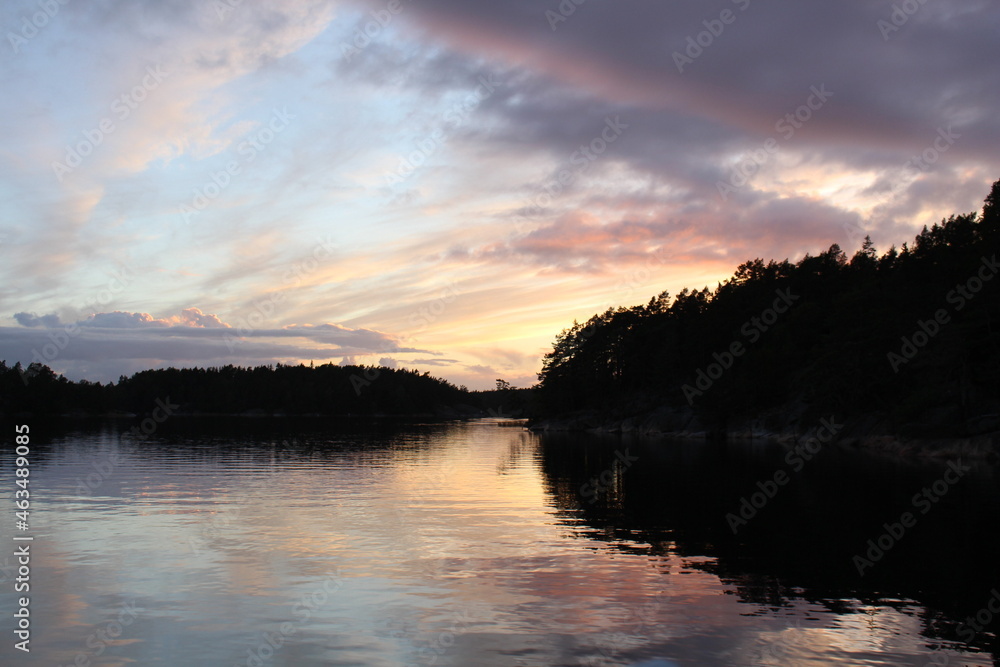 sunset over the lake