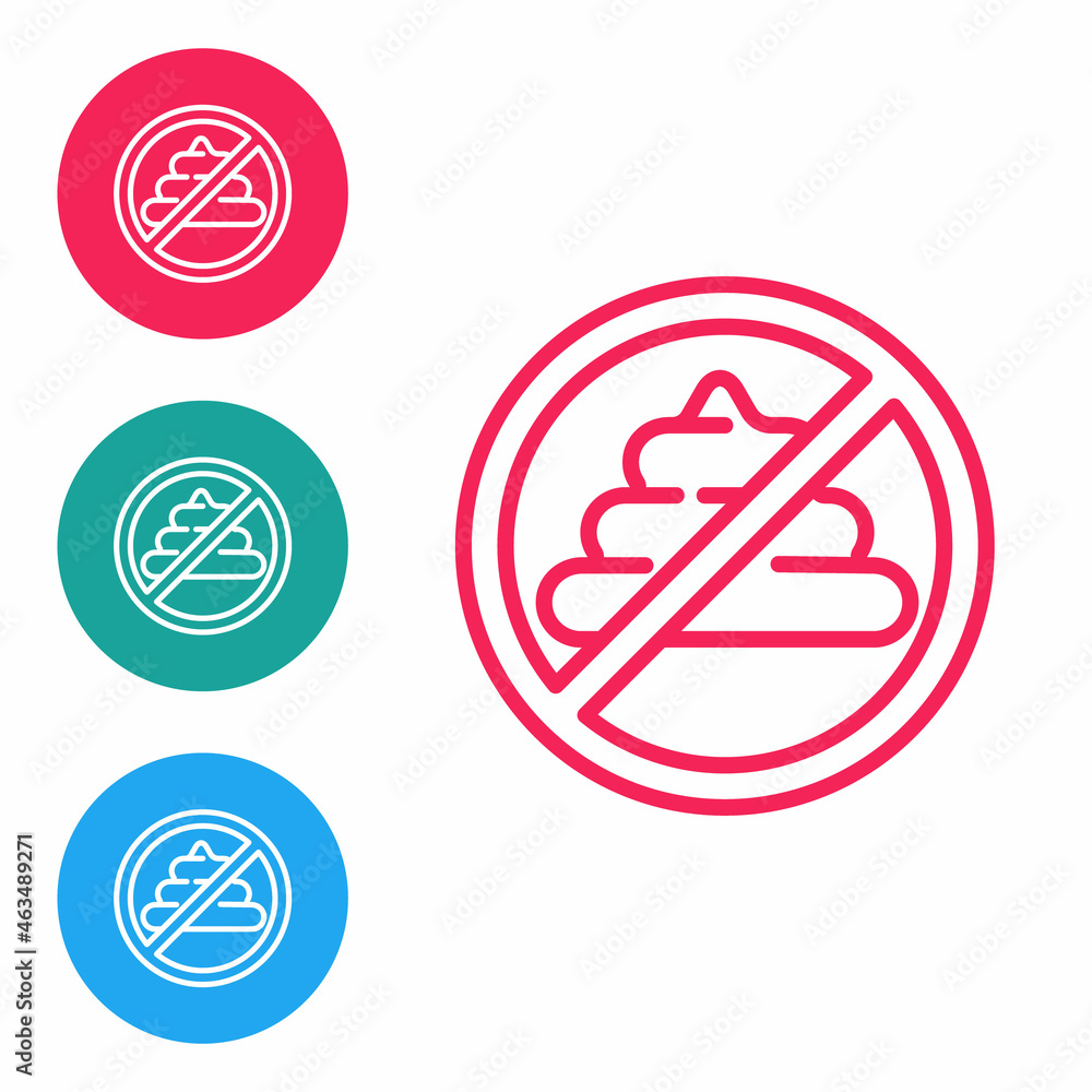 Red line No shit icon isolated on white background. Set icons in circle buttons. Vector Red line No shit icon isolated on white background. Set icons in circle buttons. Vector