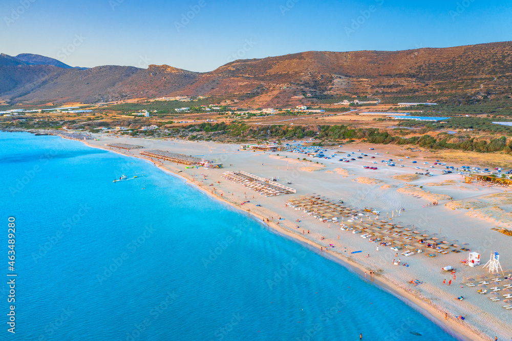 Famous sandy beach of Falasarna at the north west of Chania, Crete, Greece.