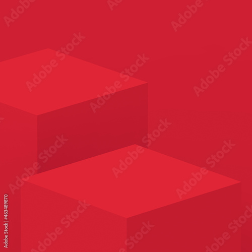 Abstract 3d red cube podium scene studio background.