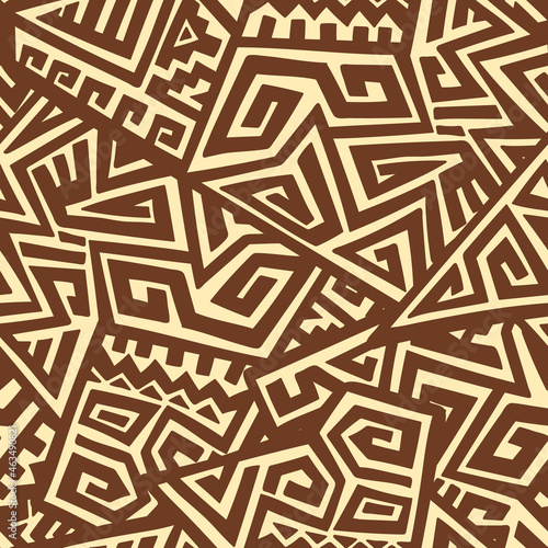 Unique Geometric Vector Seamless Pattern made in ethnic style. Aztec textile print. African traditional design. Creative boho pattern. Perfect for site backgrounds, wrapping paper and fabric design.