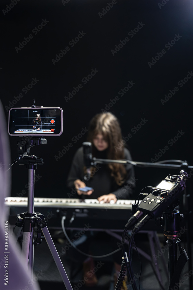 The process of recording video content for learning to play the piano. The process of recording video content for learning to play the piano.