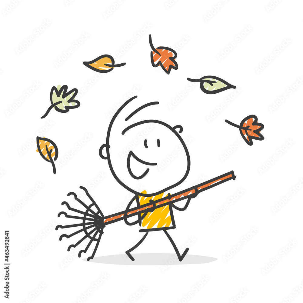 Strichfiguren / Strichmännchen Herbst, Gartenarbeit, Gärtner