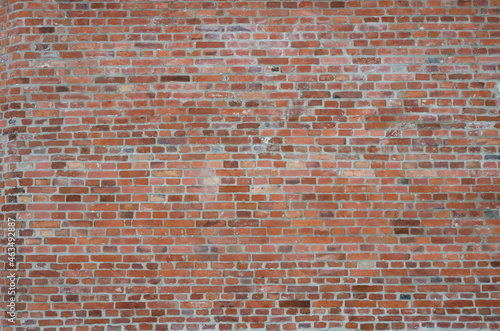 Weathered red brick wall background, texture