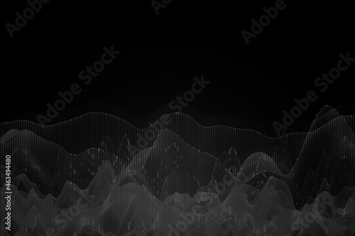 Abstract dark wallpaper with digital waves. Technology  innovation and mock up place concept. 3D Rendering.