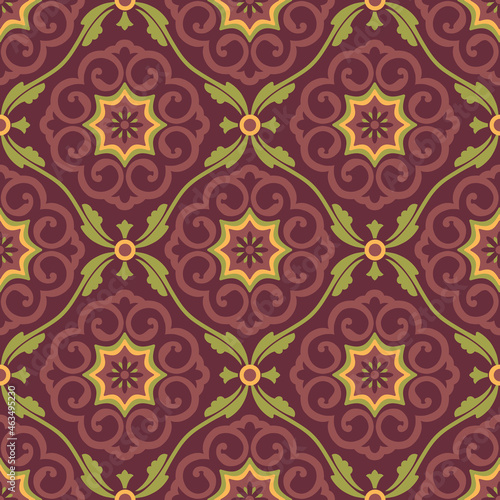 Central asian interlocking medallions vector seamless design