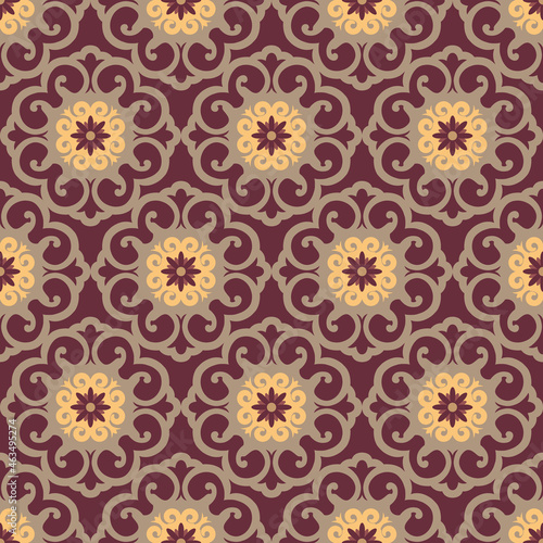 Central asian interlocking medallions vector seamless design