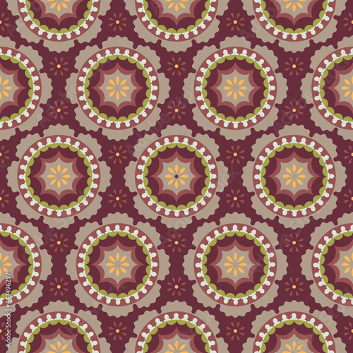 Central asian interlocking medallions vector seamless design