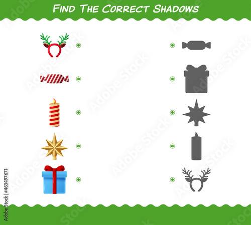 Find the correct shadows of cartoon christmas. Searching and Matching game. Educational game for pre shool years kids and toddlers © Sleeping Carbuncle