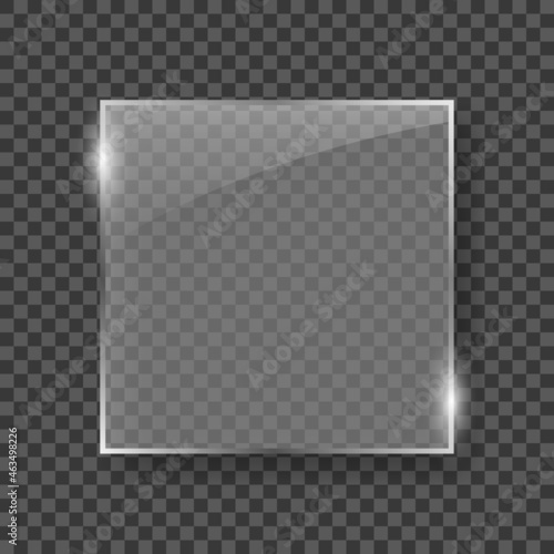 Wallpaper Mural Realistic Glass Plate on Transparent Background. Silver Square Frame Glass for Decoration and Covering. Clear Shiny Frame Glass Texture with Glossy Effect. Isolated Vector Illustration Torontodigital.ca