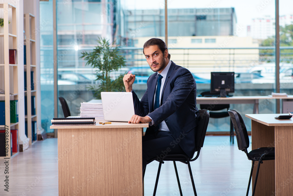 Young male employee working in the office Young male employee working in the office