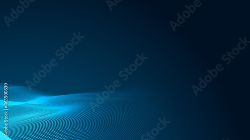 Abstract dot white blue wave gradient texture technology background.