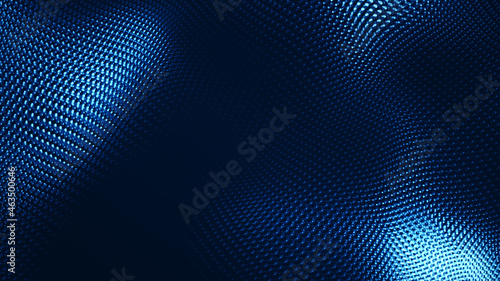 Abstract dot white blue wave gradient texture technology background. © Papapig