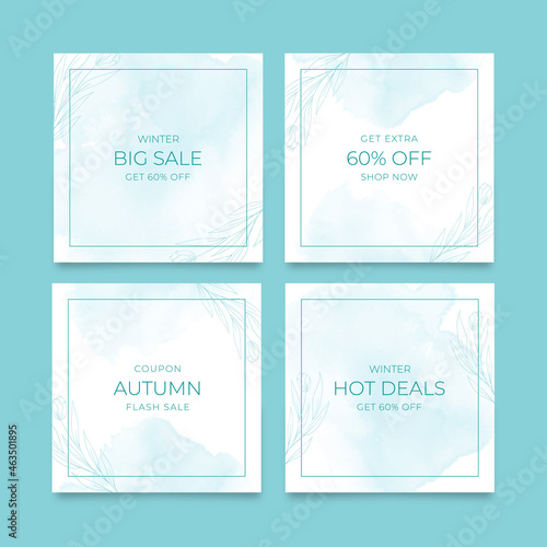 Beautiful watercolor social media template