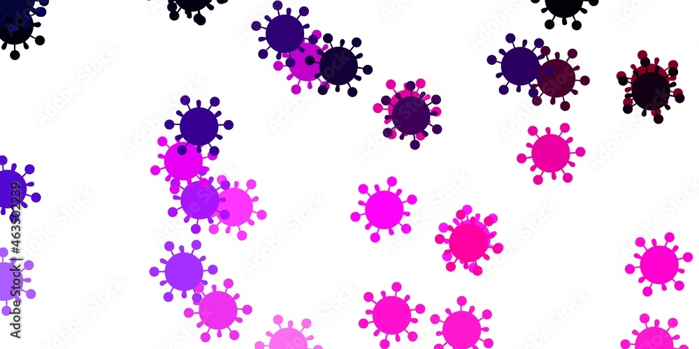 Light purple, pink vector texture with disease symbols.