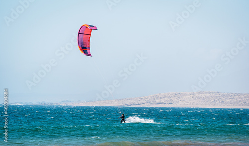 unknown person doing kitesurfing in Atacama, Chile