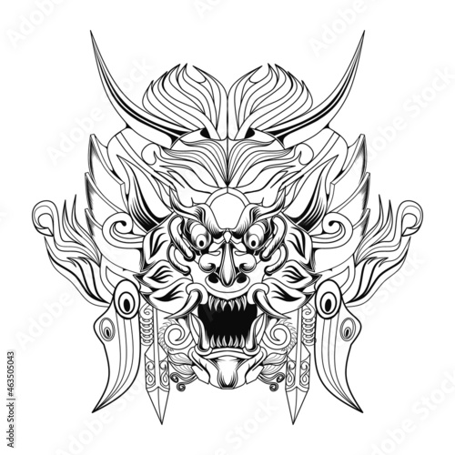 Barong balinese culture black and white artwork illustration