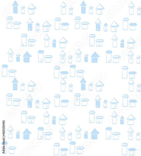 seamless pattern with houses     light blue version