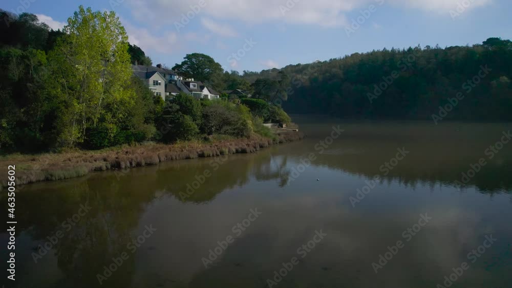 Stoke Gabriel and River Dart from a drone, Devon, England, Europe Stoke Gabriel and River Dart from a drone, Devon, England, Europe