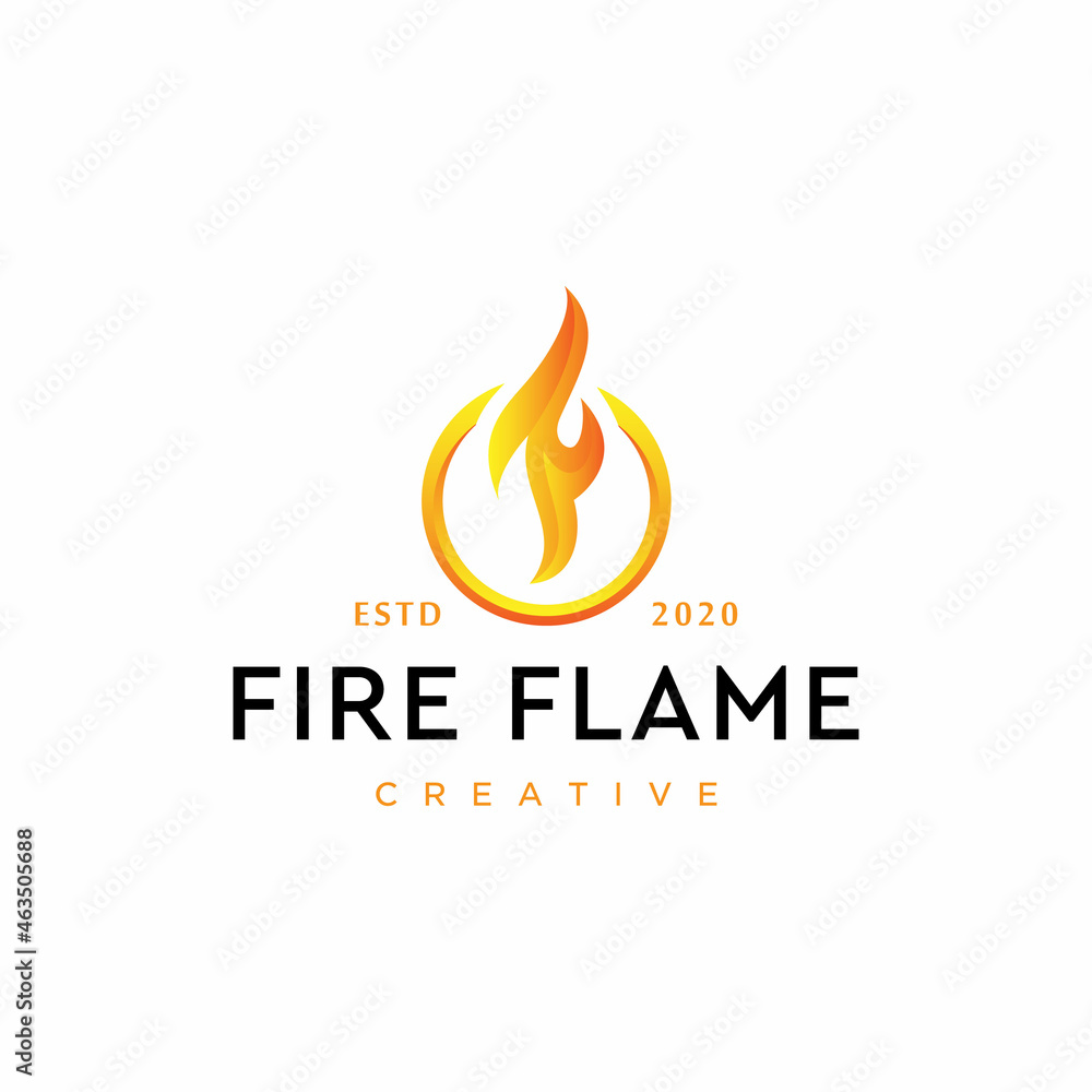 Circle fire with abstract letter F logo design template Circle fire with abstract letter F logo design template
